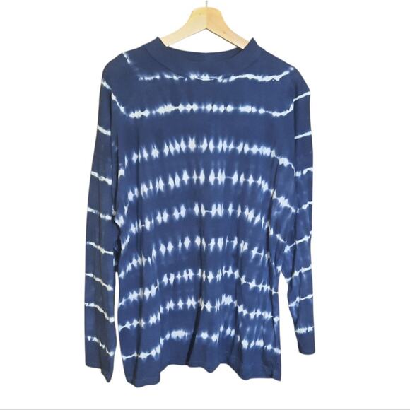 We The Free Womens Oversized Navy Tye-Dye Long Sleeve T-Shirt Size Large - Picture 2 of 8